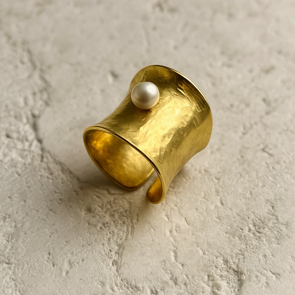 Anillo Curvo Perlado